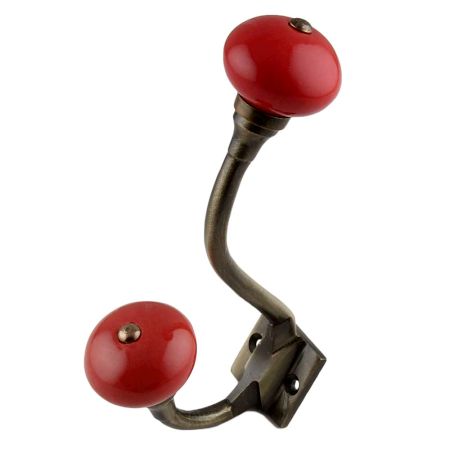 Solid Red Ceramic Antique Iron Hooks